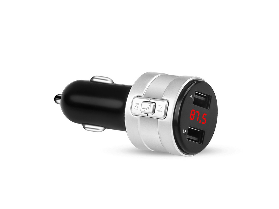 Transmissor Fm YIZHOOD X20 Kit de Carro Mãos-Livres Bluetooth Mp3 3.1A Dual Usb Dvr Radio Prata
