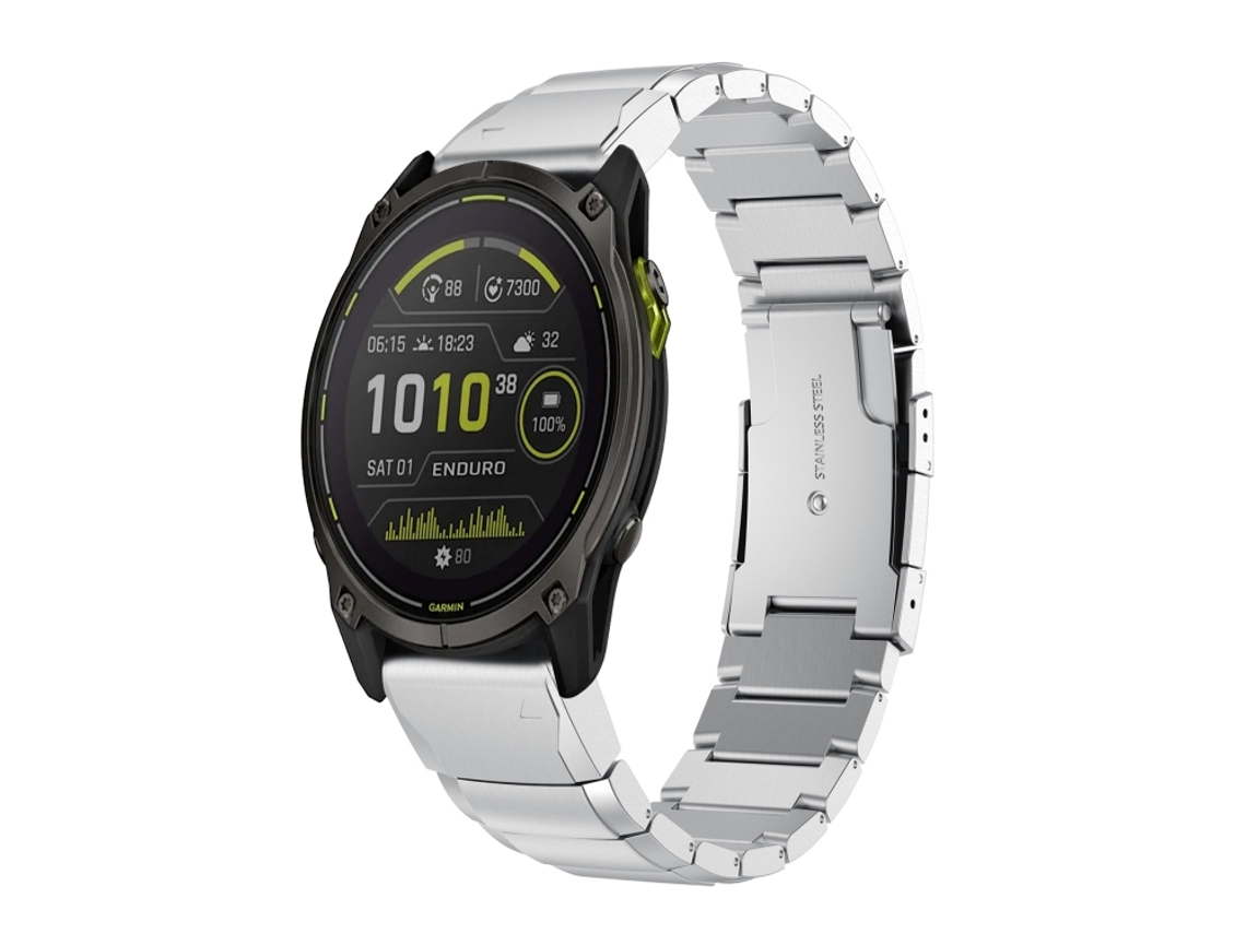 Bracelete para Garmin Enduro 3 Aço Inoxidável Estampa de Casco de Tartaruga Prata XIAOMOYU (26mm)