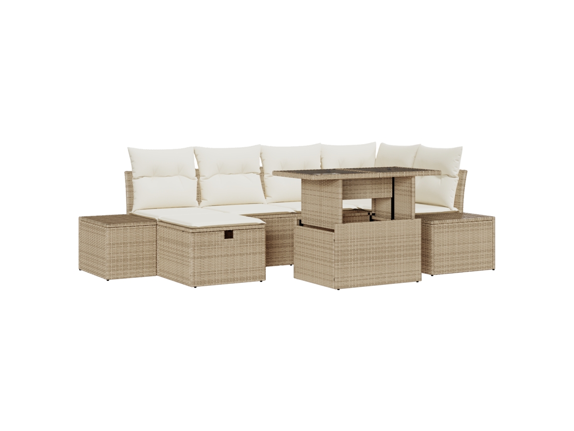 Conjunto 7 Sofá Modular Vidaxl Bege Vime Pe (100 X 55 X 73 Cm)