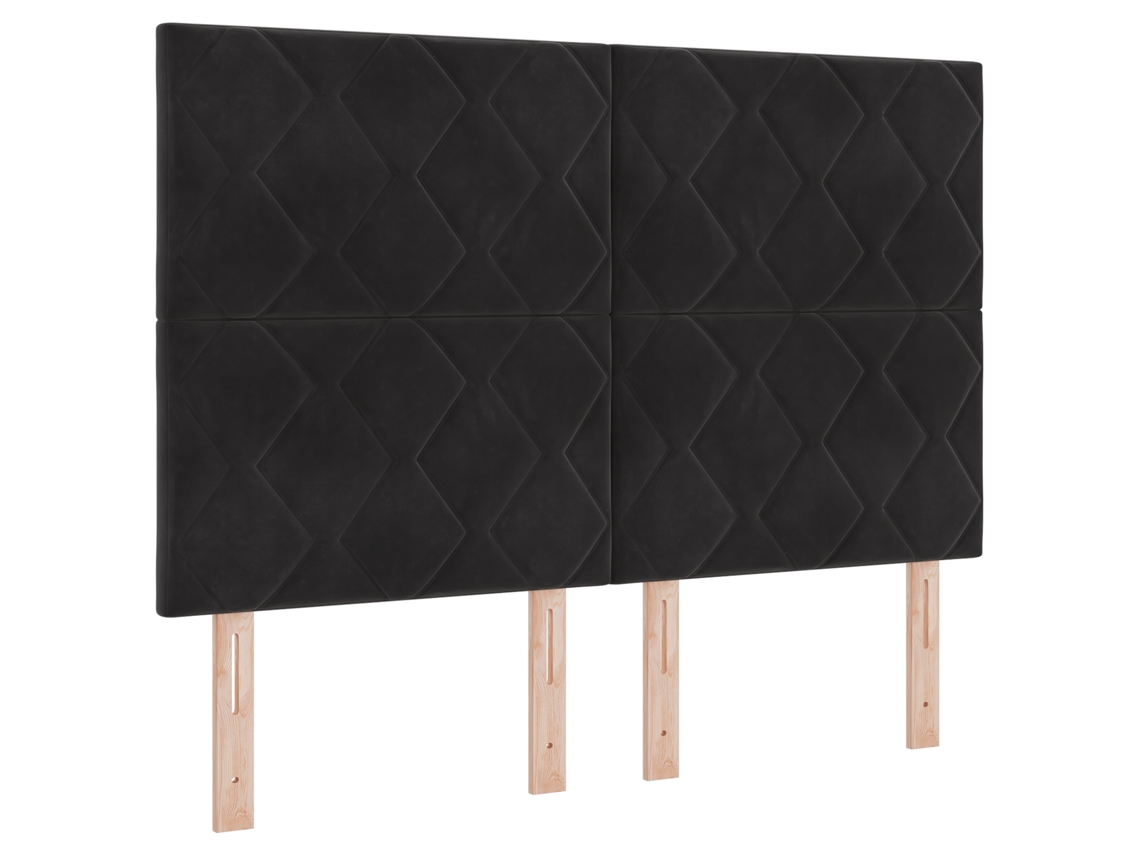 Cabeceira Design De Blocos De Diamante Preto  Veludo Vidaxl Preto Veludo