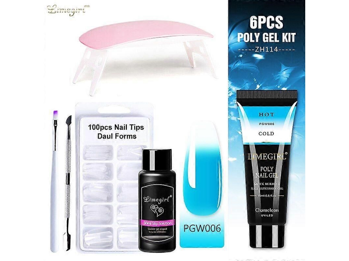 Kit de Unhas Gel Poly com Lâmpada Uv 6w, Rápido Ferramentas para Manicure GOKOCO