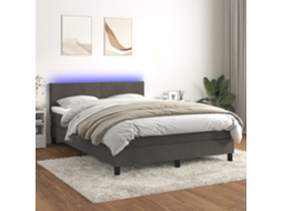 Vidaxl Cama Box Spring C/ Colchão/led 140x200cm Veludo Cinzento-escuro