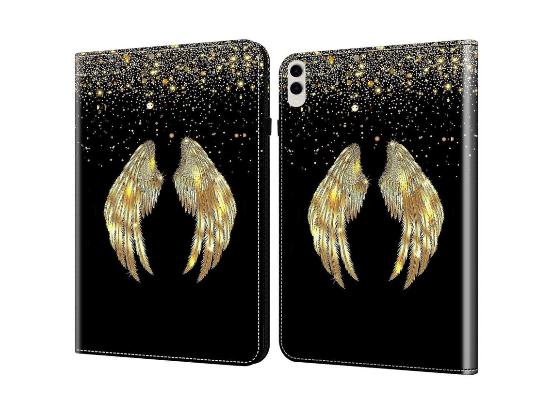 Capa de couro sintético Hengrongshen com compartimentos para cartões e alças douradas para Samsung Galaxy Tab S10 Ultra e S9 Ultra