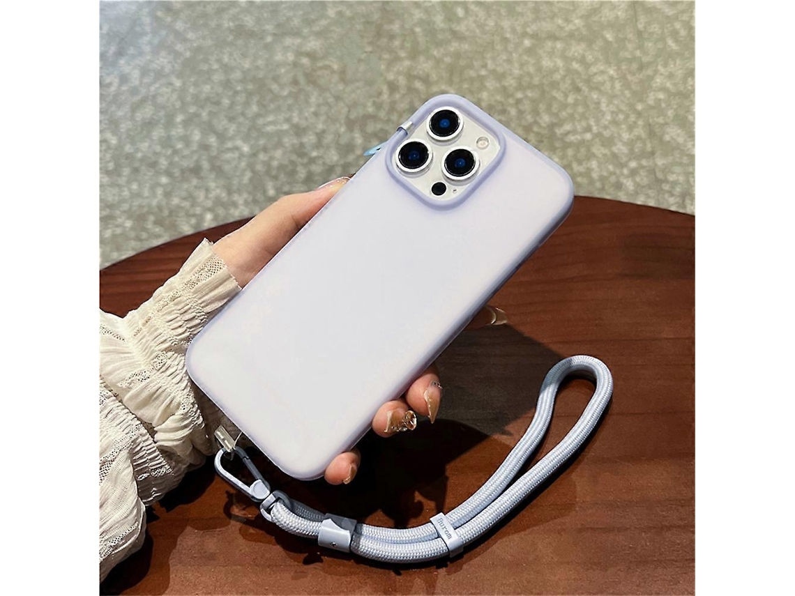 Capa Tkdaddy Para Iphone 14 Pro Em Silicone Líquido Transparente Com Alça De Pulso Roxa