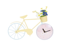 Bicicleta Relógio Amarela Com Flores Kasa