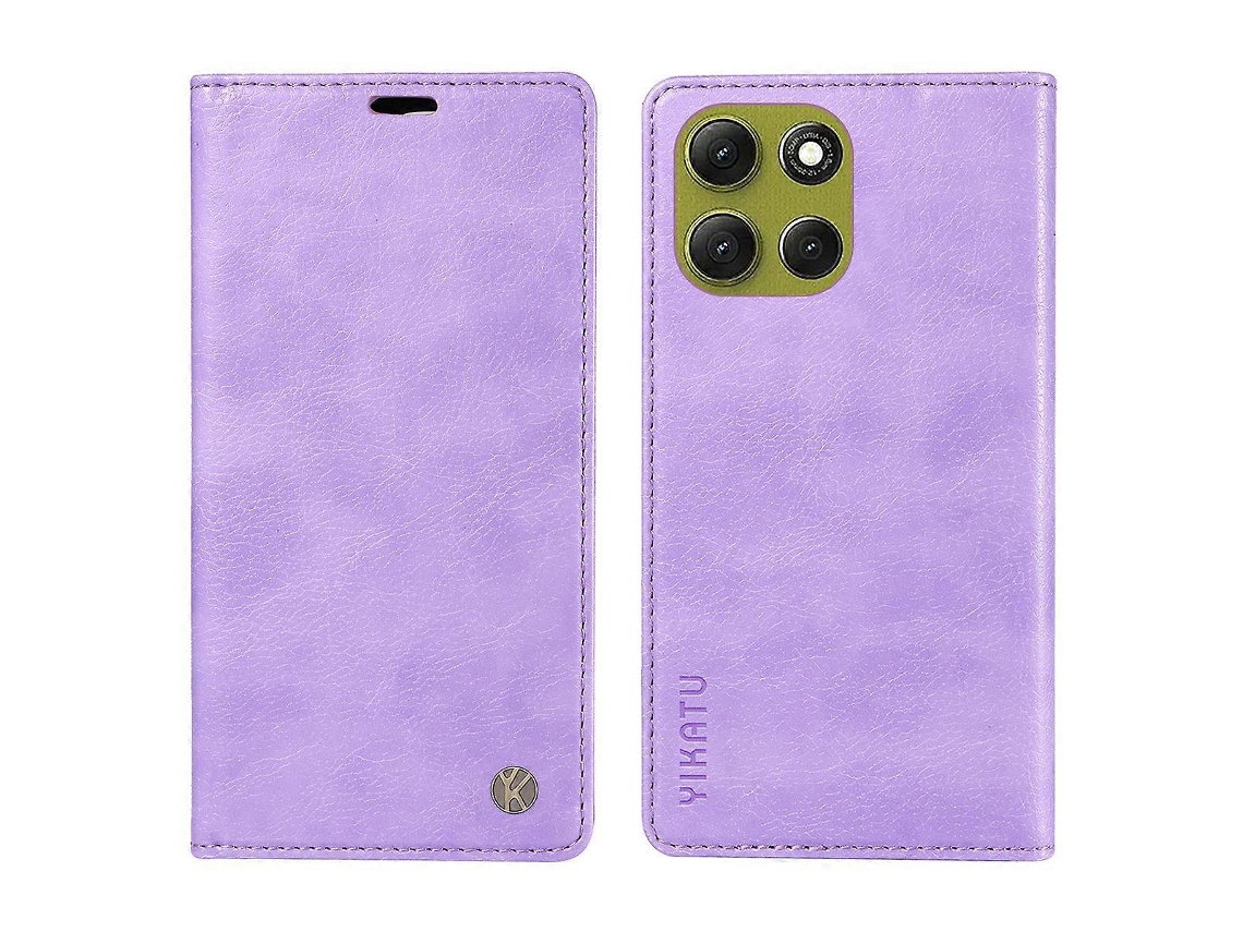 Capa Tipo Carteira Para Motorola Moto G86 5g Yikatu Yk-006 Com Fecho Magnético E Textura De Lichia Roxa