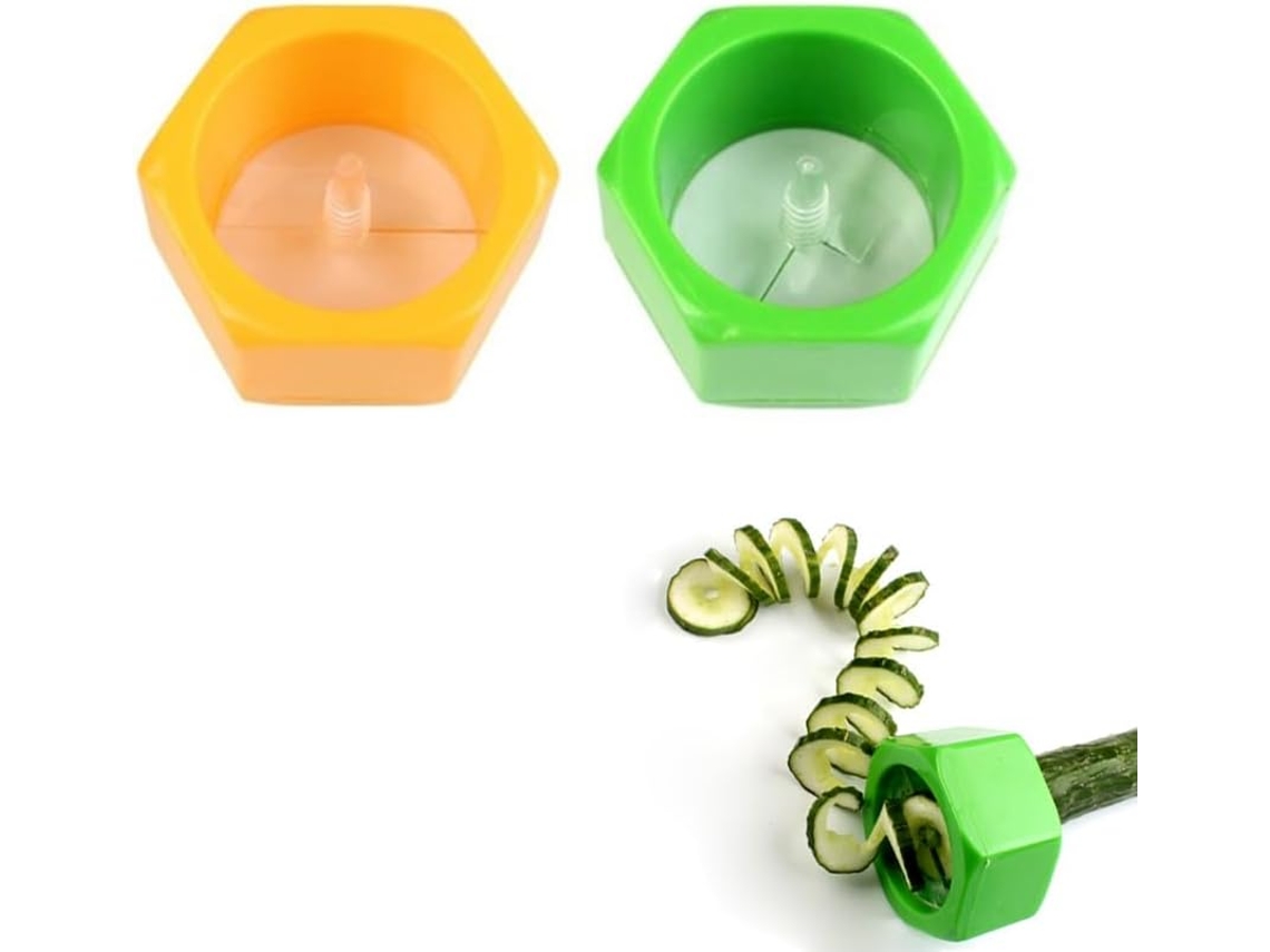 Pacote Com 2 Espiralizadores De Abobrinha E Pepino Zeuxo (amarelo E Verde)
