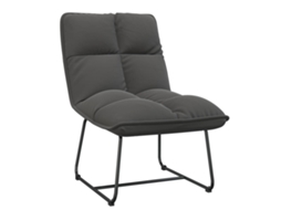 vidaXL Cadeira de lazer com estrutura de metal veludo cinzento-escuro