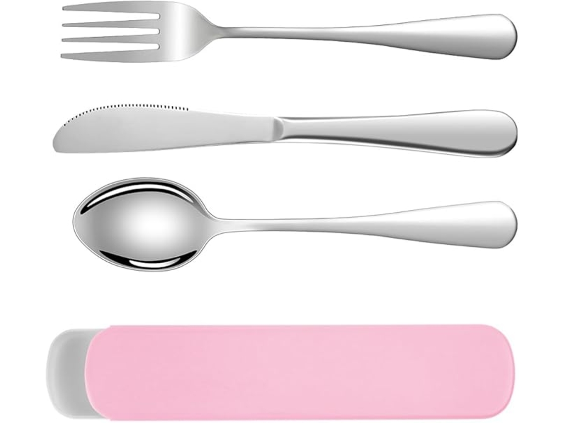 Conjunto de 3 talheres de camping rosa ZYBLSSBB