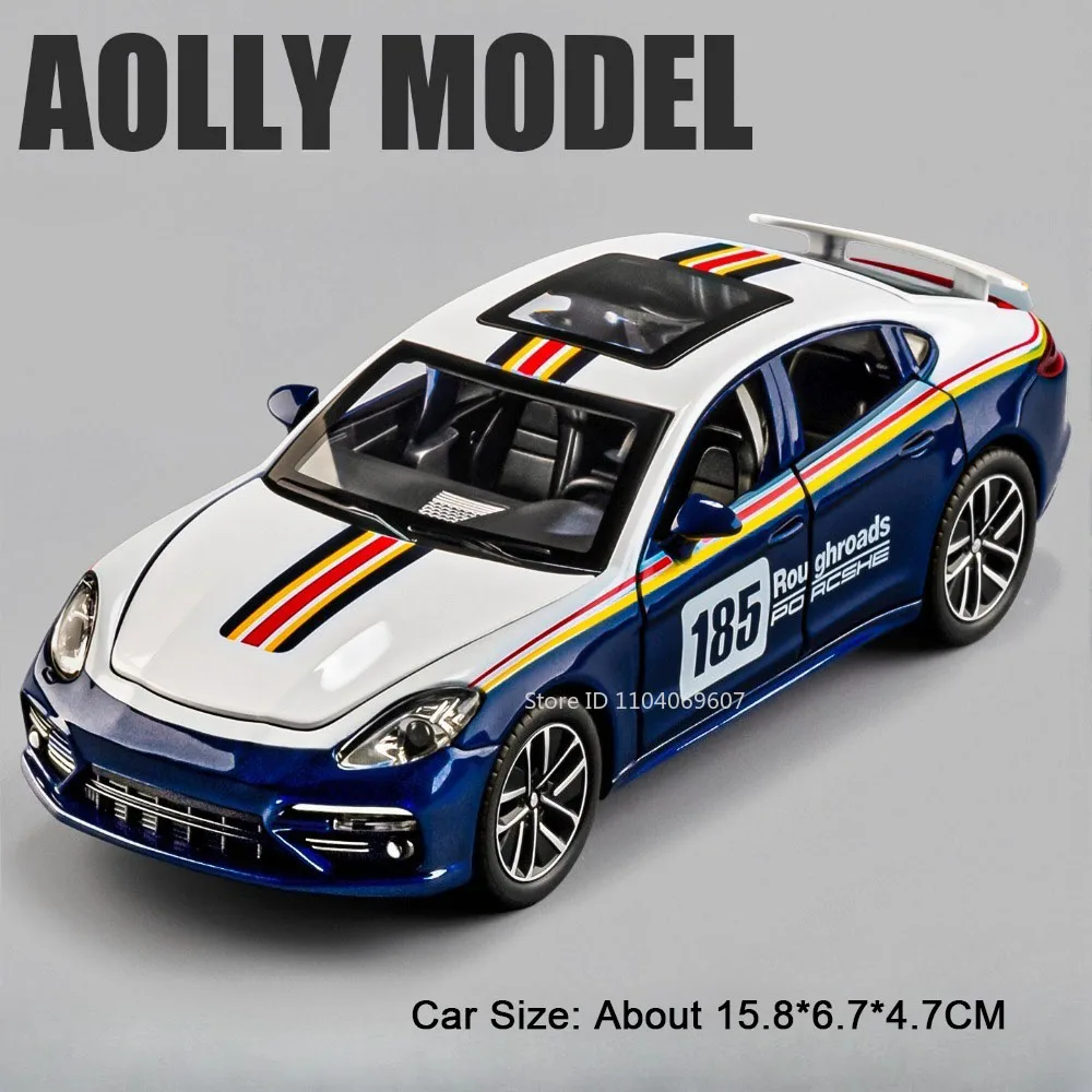 (azul Panamera) Modelo De Carro Esportivo Em Escala 1:32, Com Portas Que Abrem E Efeitos De Som E Luz.