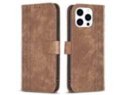 Capa Para Iphone 15 Pro Max Pele Sintética Castanho