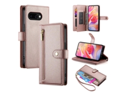 Capa De Couro Com Zíper E Alças Para Samsung Galaxy A17 5g, Rosa