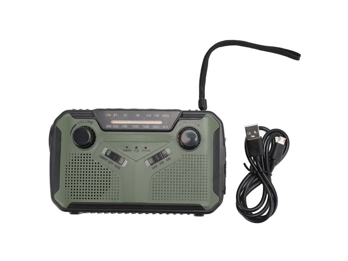 Rádio solar portátil, multibanda, carregamento de manivela, recarga de telefone | EOOCOO