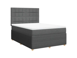 Cama com Molas e Colchão Tecido Cinzento Escuro MAISON EXCLUSIVE (140x190 cm)