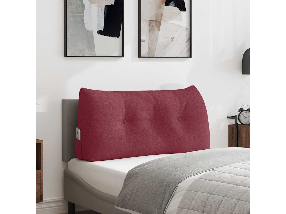 Vidaxl Travesseiro Para Costas Vinho Vermelho 100 X 24 X 50 Cm Tecido