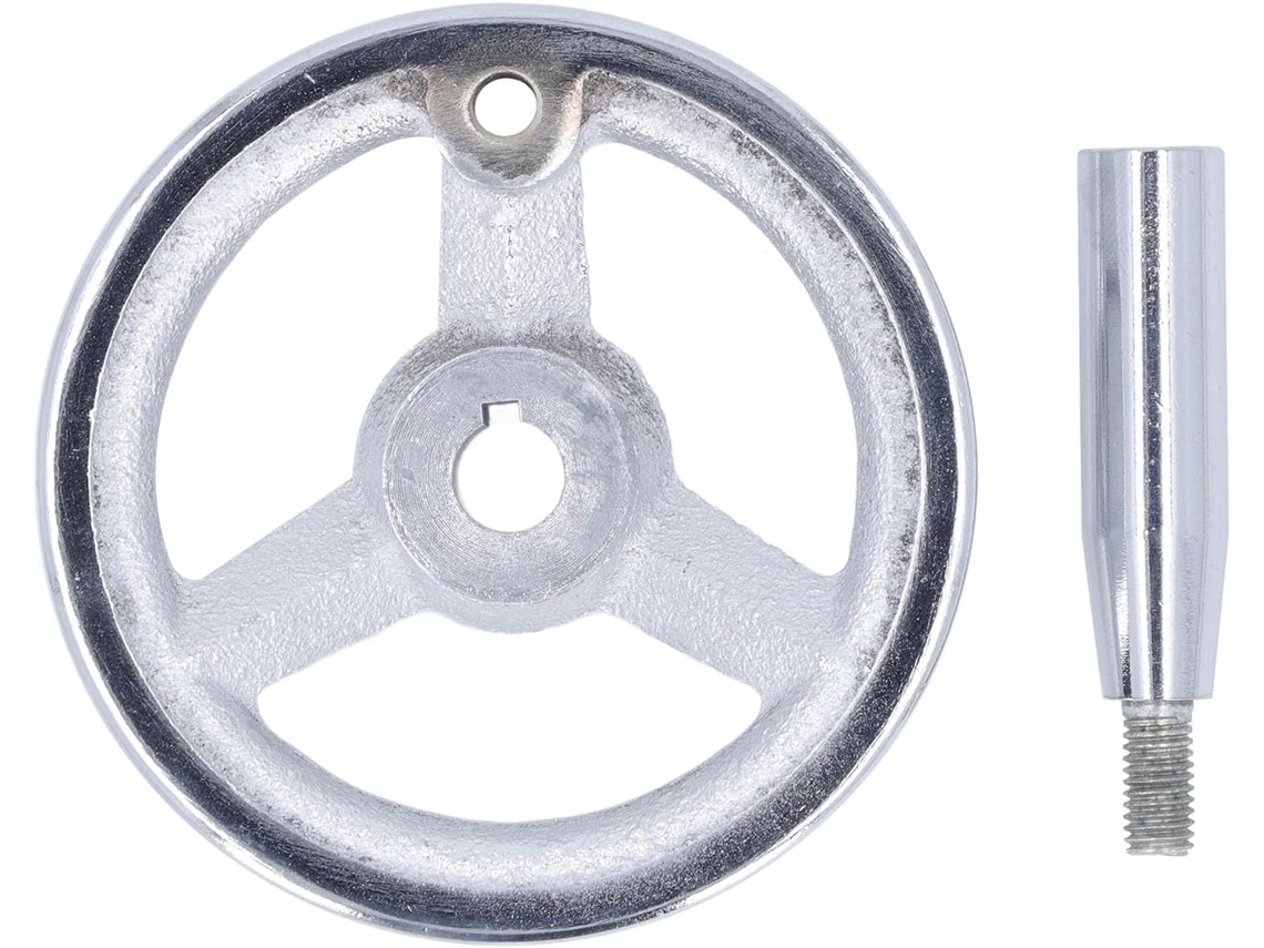 Volante Torno Durável em Ferro Fundido Cromado, Volante 3 Raios para Fresadora 12x100mm, CHABERLU