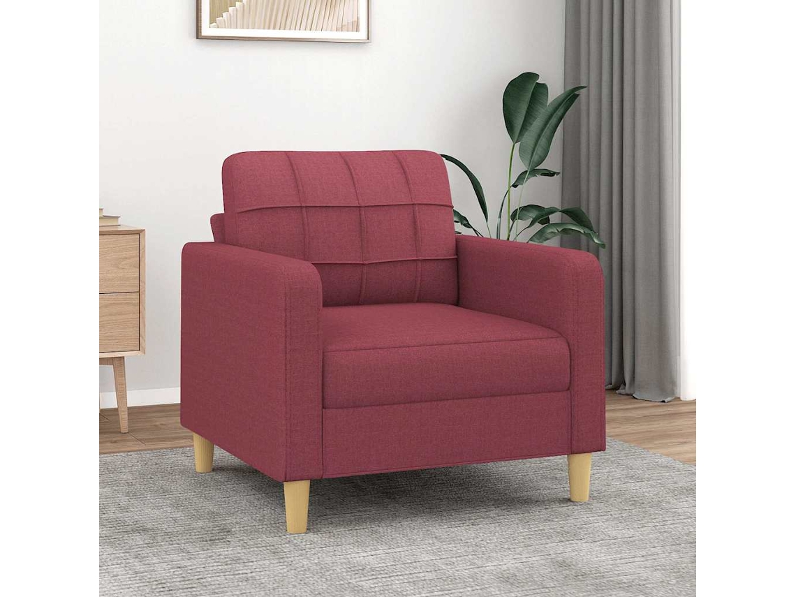 Vidaxl Poltrona 60 Cm Tecido Vermelho Tinto