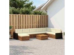Vidaxl Conjunto De Sofás Para Exterior 9 Pcs Natural E Creme