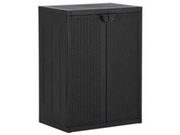 Vidaxl Móvel De Arrumação Para Jardim 65x45x88 Cm Vime Pp Preto