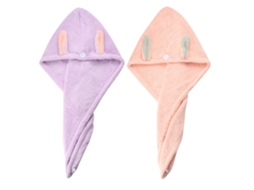 2 Turbantes De Cabelo, Toalhas De Cabelo De Microfibra, Rosa E Roxo