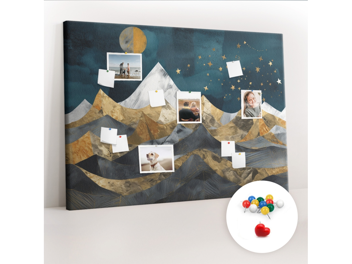 Quadro De Cortiça Montanhas À Noite Para A Sala De Estar Espelharte (140x100 Cm)