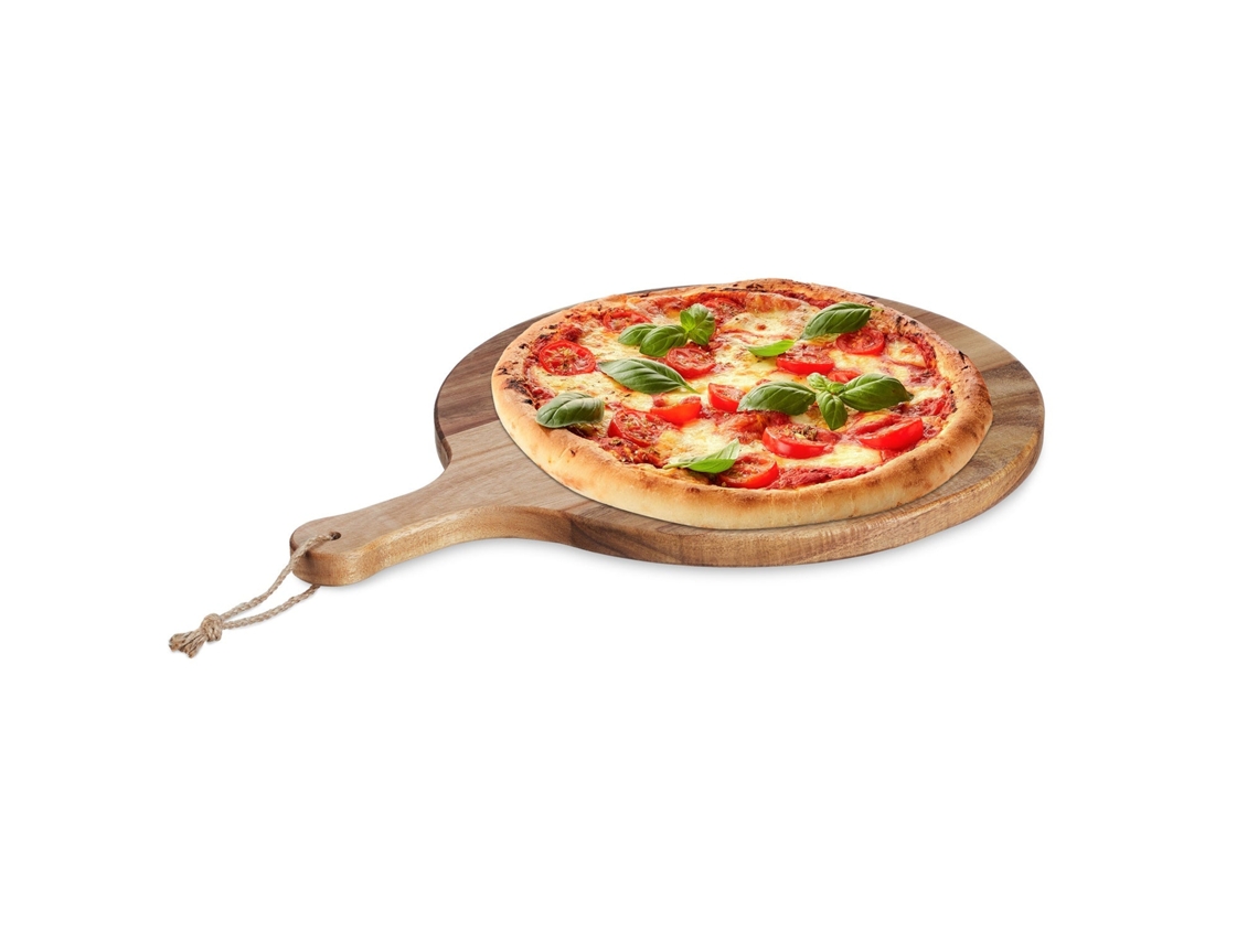 Tabela de Servir Pizza em Madeira de Acácia Com Alça