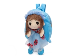 Mochila de Peluche Infantil Menina Fada Flor Cartoon Moda Azul para Meninas Linda Bolsa de Peluche