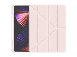Capa Hengrongshen para iPad Pro 11, capa com suporte de couro sintético Origami e protetor de tela, rosa (2024)