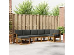 Vidaxl Conjunto De Sofás Para Exterior 7 Pcs Natural E Antracite