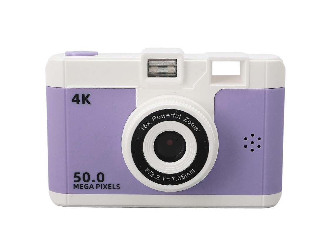 Câmara Digital Compacta 50mp Com Dupla Frontal E Traseira, Zoom 8x E Ecrã De 2,4 Polegadas, Roxa