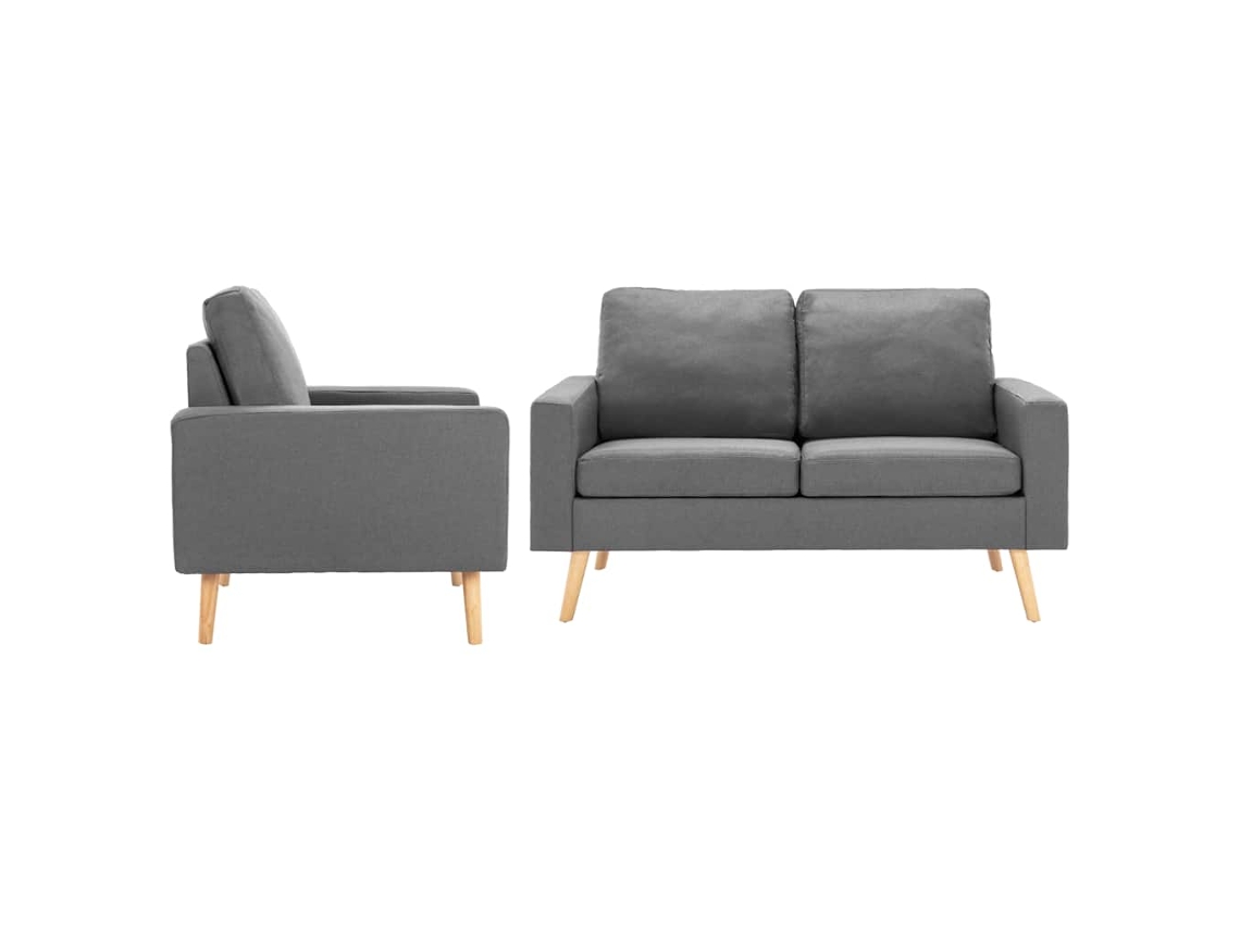 Vidaxl 2 Pcs Conjunto De Sofás Tecido Cinzento-claro