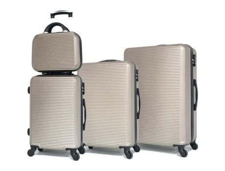 Celims Conjunto De 4 Malas | Cabine Média Grande Vanity | 55cm 65cm 75cm | Cadeado | Champanhe Celims France