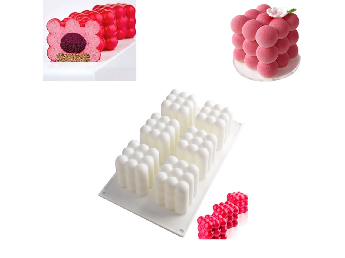 Molde de Silicone para Mousse e Bolo com 6 Cavidades Cubo Mágico com Marca