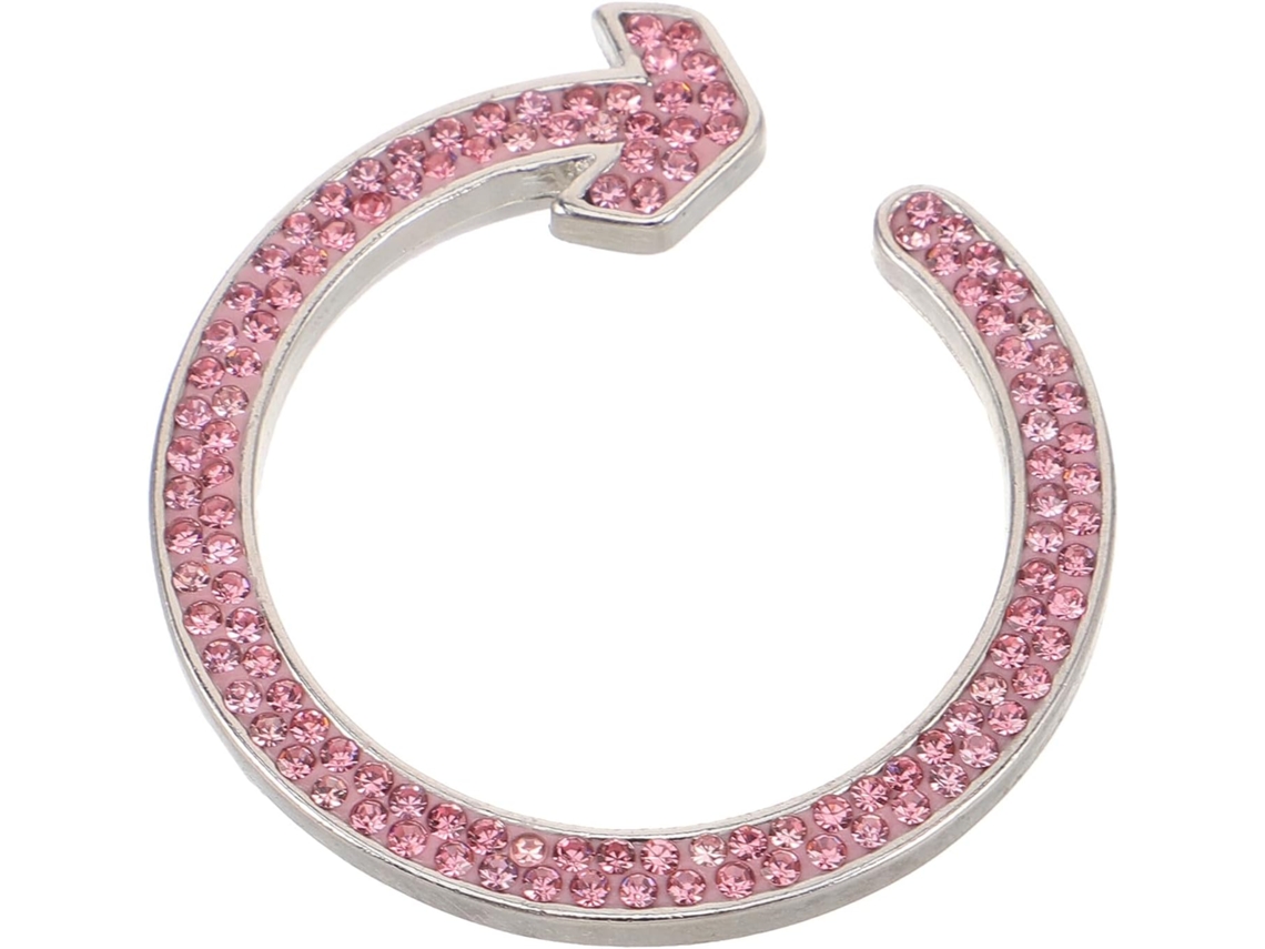 Anel decorativo rosa com strass para partida do motor, ideal para interiores de carros femininos.