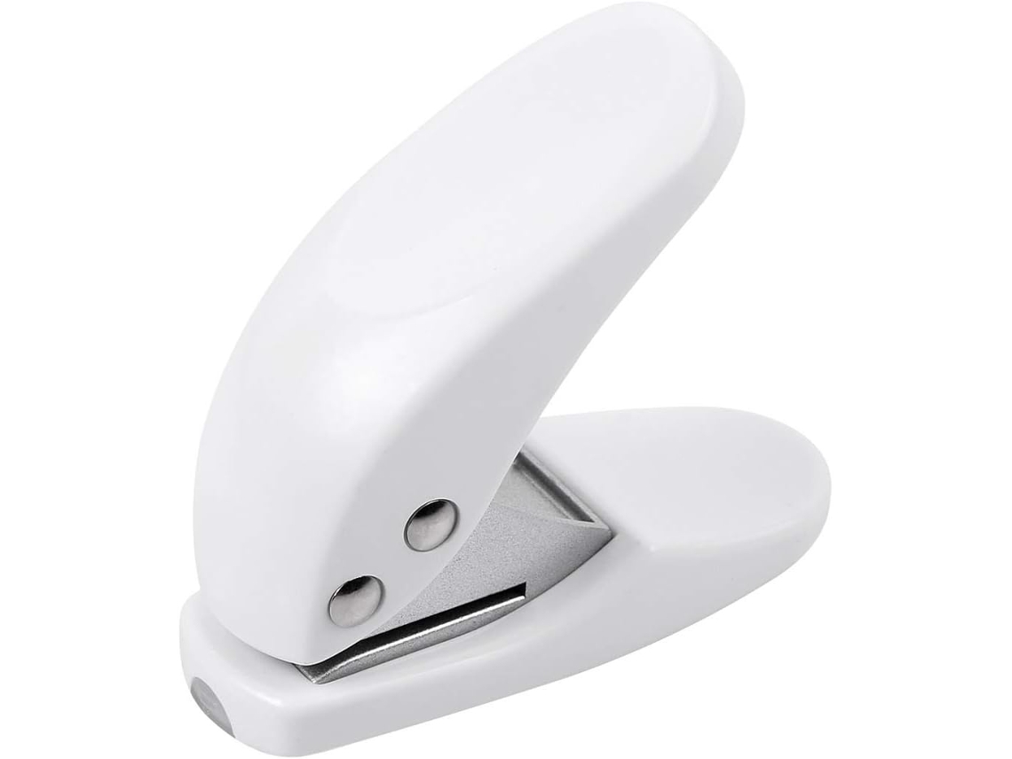 Mini Perfurador de Papel, Perfurador de um Furo para Papel BRILVIBERA (branco, 1 Unidade)