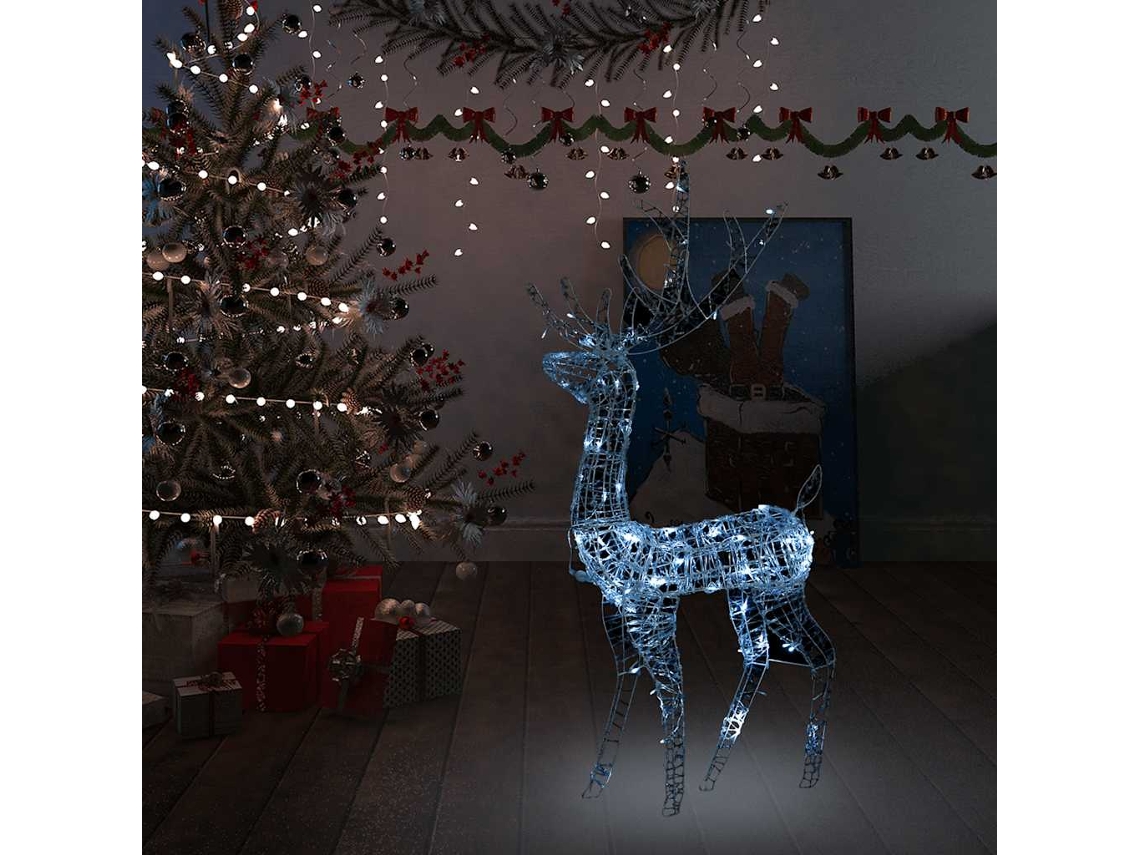 Vidaxl Rena Decorativa De Natal 140 Leds 128 Cm Acrílico Branco Frio