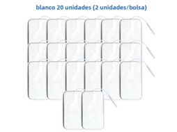 Eletrodos de Tecido Não Tecido, 5*9cm, com Conector de 2mm MDUG (branco, 20 Unidades, 5x9cm)