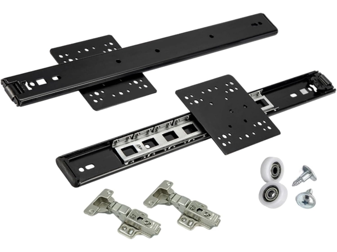 Conjunto De 2 Corrediças Para Portas Correr Embutidas Com Dobradiças E Rodízios, Para Portas De Armários 500mm 19, 7pol