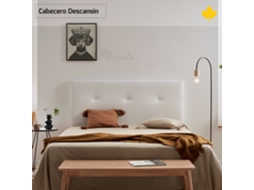 Cabeceira estofada DESCANSIN 90x120 cm Branco Tecido liso couro sintético