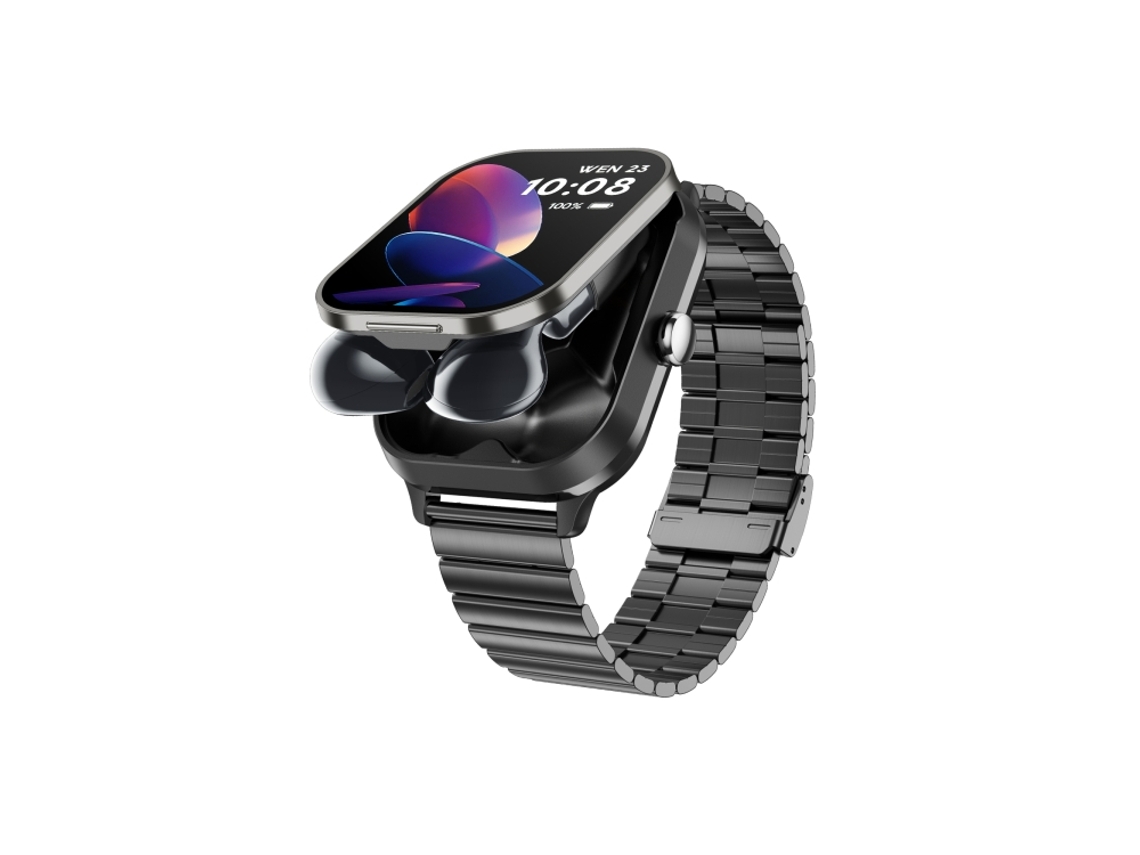 (preto) Smartwatch 2 Em 1 Com Fone De Ouvido Bluetooth De 2,01 Polegadas E Pulseira De Aço Inoxidável Com Estojo Protetor