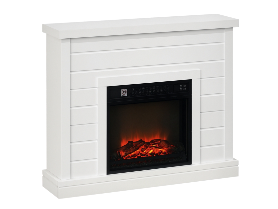 Lareira Elétrica, Efeito De Chama 3d, 3 Configurações, Temporizador, Controle Remoto, Branco
