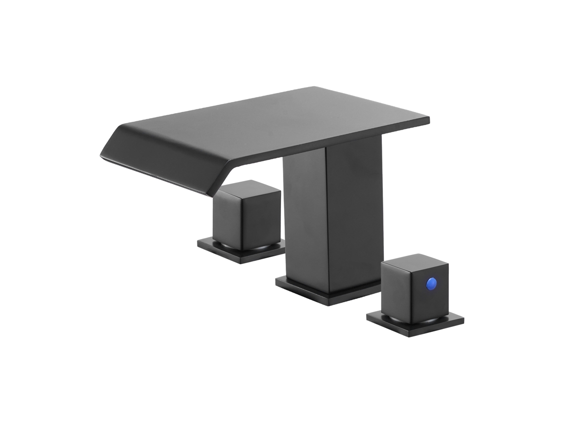 Torneira Para Banheira Com 2 Manípulos Em Cascata, Aço Inoxidável Preto, 155 X 195 X 100 Mm Vevor