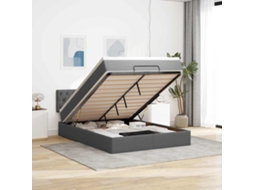 Vidaxl Cama Otomana Com Colchão Leds 140x200 Cm Cinzento Escuro