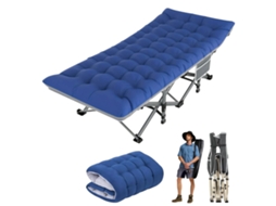 Cama Dobrável Para Camping, Estrutura De Aço Durável, Design Portátil E Elevado,azul Com Cinza,190x71x37cm Oem