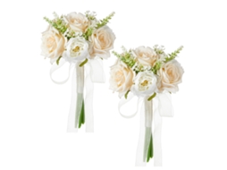 Laxiscreed Ramos De Rosas Ivory Rose Style Para Casamento - 2 Peças De Flores