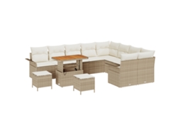 Conjunto 12 Móveis De Jardim Vidaxl Bege Vime Pe (297.4 X 234 X 85 Cm)