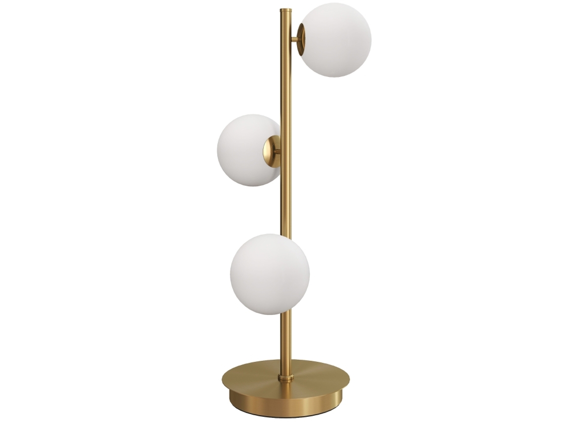 Abajur Mesa 3 Globos Luz Aço G9 Latão 24x24x53cm VELTRIX