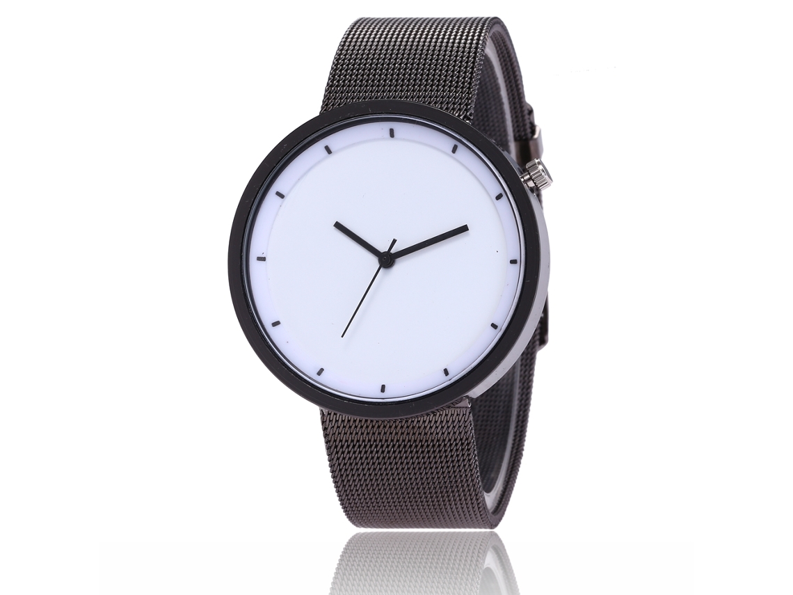 Relógio de pulso Zhoulianfa Simple and Modern Alloy Mesh Quartz para homens e mulheres, branco