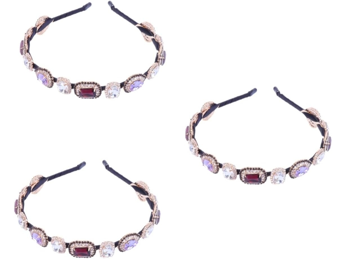 Conjunto De 3 Faixas De Cabelo Com Strass Para Homens E Mulheres - Acessório De Moda Para Uso Casual