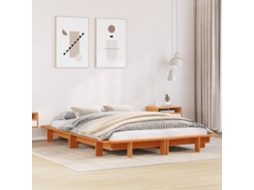 Vidaxl Cama Sem Colchão 135x190 Cm Madeira Pinho Maciça Castanho-mel